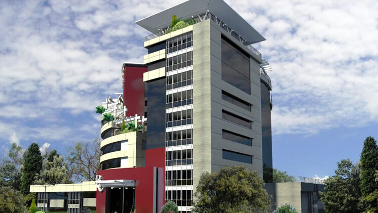 Exterior render of proposed commercial building in Upperhill designed by Arcs Africa architects