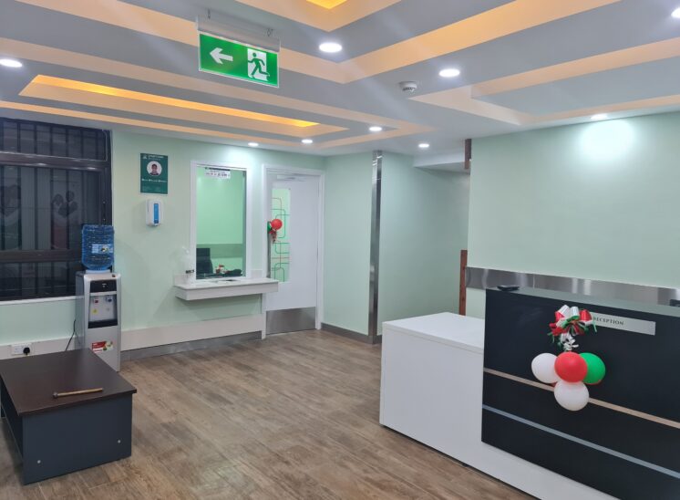 Interior image of The Karen Hospital in Meru, refurbished by Arcs Africa architects, showing the waiting area