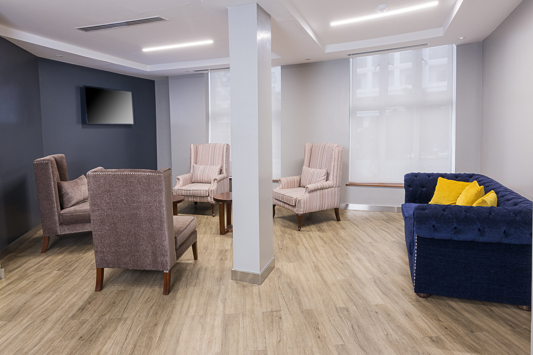 A set of three sofas organised around each other in Stanbic bank