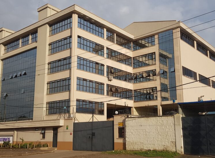 Exterior perspective showing completed Ultravetis factory building