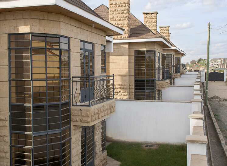 A row of houses in the Ruiru Breeze villas designed by Arcs Africa architects