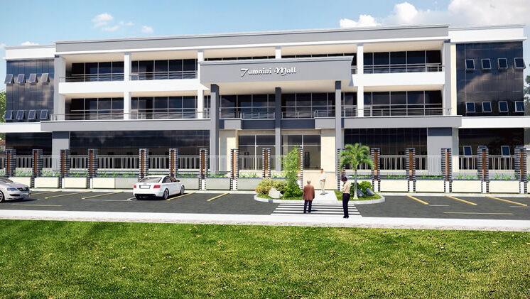 Axonometric perspective showing the Tumaini mall in Kisumu as designed by Arcs Africa Architects in Nairobi