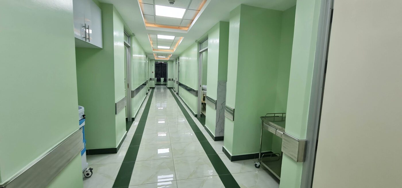 The interior of Karen Hospital patient suite, showing the hallway leading to patient rooms